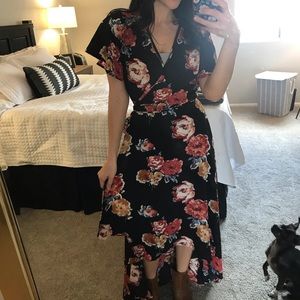 Floral hi lo maxi dress